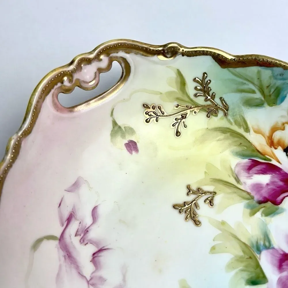Antique Maple Leaf Mark Nippon Porcelain Hand Painted Embossed Bowl 1891-1911